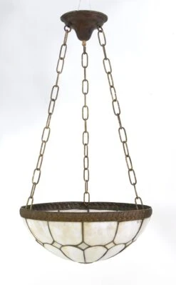 Vintage Traditional Leaded Glass & Brass Bowl Pendant Light 13 Vintage Traditional Leaded Glass & Brass Bowl Pendant Light -OGT Sale Store down lights for sale q273703