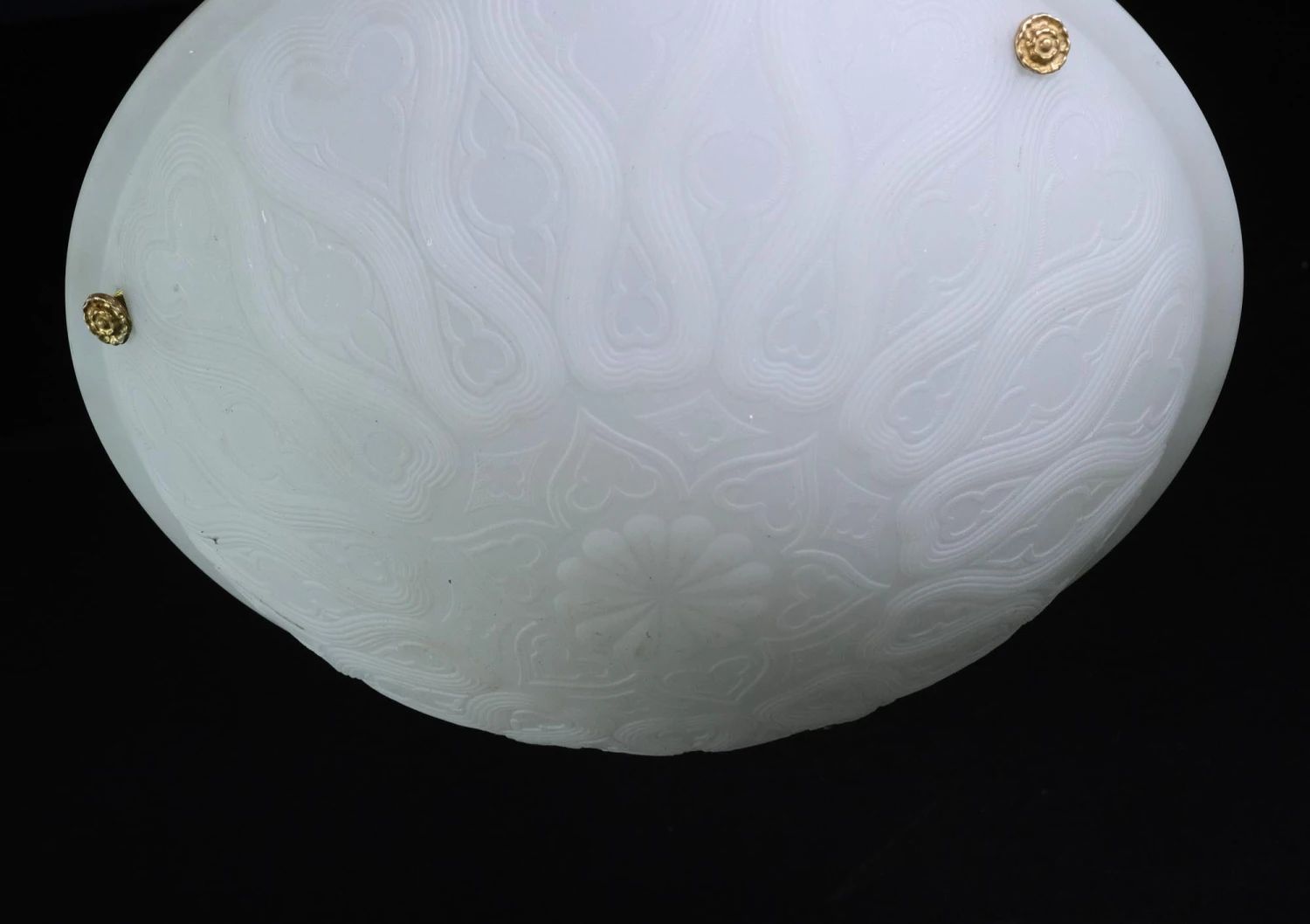 Cast Milk Glass Quatrefoil Design Dish Pendant Light 5 Cast Milk Glass Quatrefoil Design Dish Pendant Light - Image 3