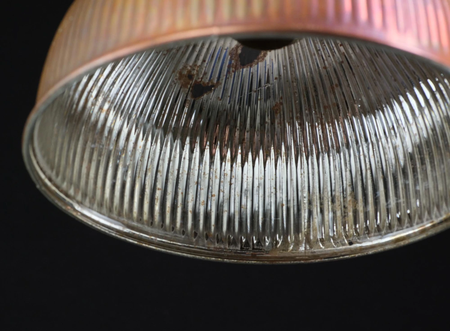 1910 Silver Reflector Glass With Copper Plated Shade Pendant Light 5 1910 Silver Reflector Glass With Copper Plated Shade Pendant Light - Image 3