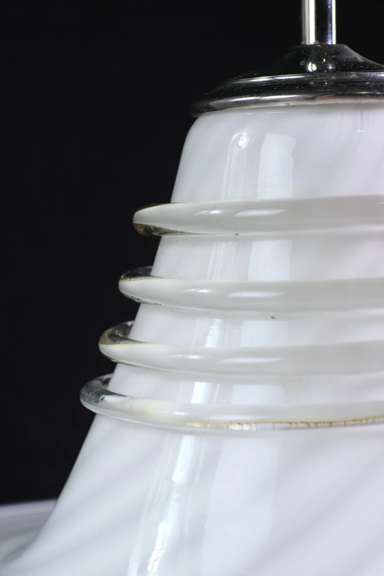 Vintage Hand Blown White Murano Glass Pendant Light 5 Vintage Hand Blown White Murano Glass Pendant Light - Image 3