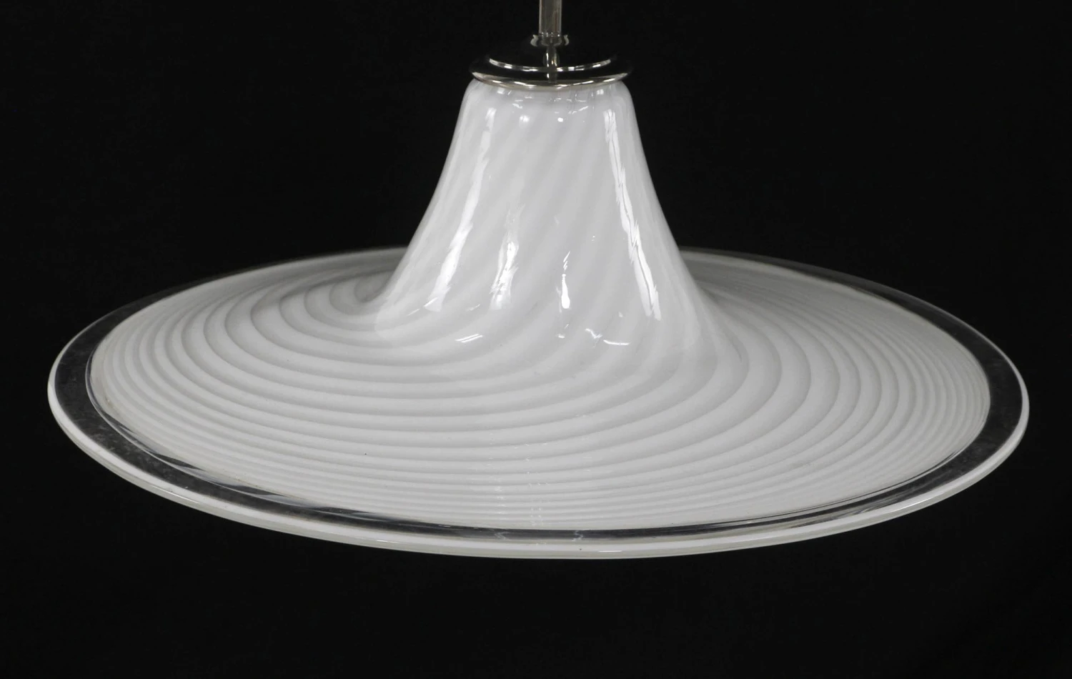Hand Blown White Swirled Glass Pendant Light 5 Hand Blown White Swirled Glass Pendant Light - Image 3