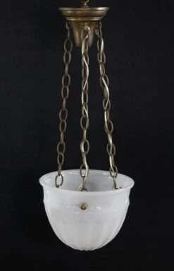 1910 Fluted Cast Milk Glass Gothic Dish Pendant Light 15 1910 Fluted Cast Milk Glass Gothic Dish Pendant Light -OGT Sale Store down lights for sale q277379