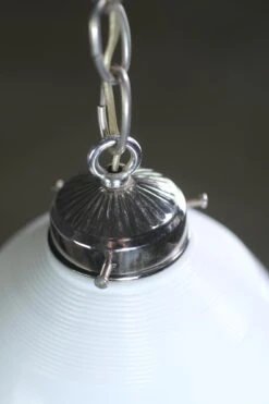 Milk Glass White Ribbed Pendant Light With Nickel Fixture -OGT Sale Store down lights for sale q278495