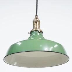 Vintage 12 In. Industrial Green Enameled Steel Pendant Light -OGT Sale Store down lights for sale q282783