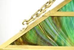 Arts & Crafts Figural Stained Glass Rectangular Brass Pendant Light 18 Arts & Crafts Figural Stained Glass Rectangular Brass Pendant Light -OGT Sale Store down lights for sale q284026