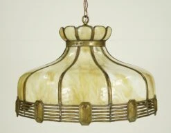 Vintage Tan Slag Stained Glass Pendant Light With Brass Accents 14 Vintage Tan Slag Stained Glass Pendant Light With Brass Accents -OGT Sale Store down lights for sale q286723