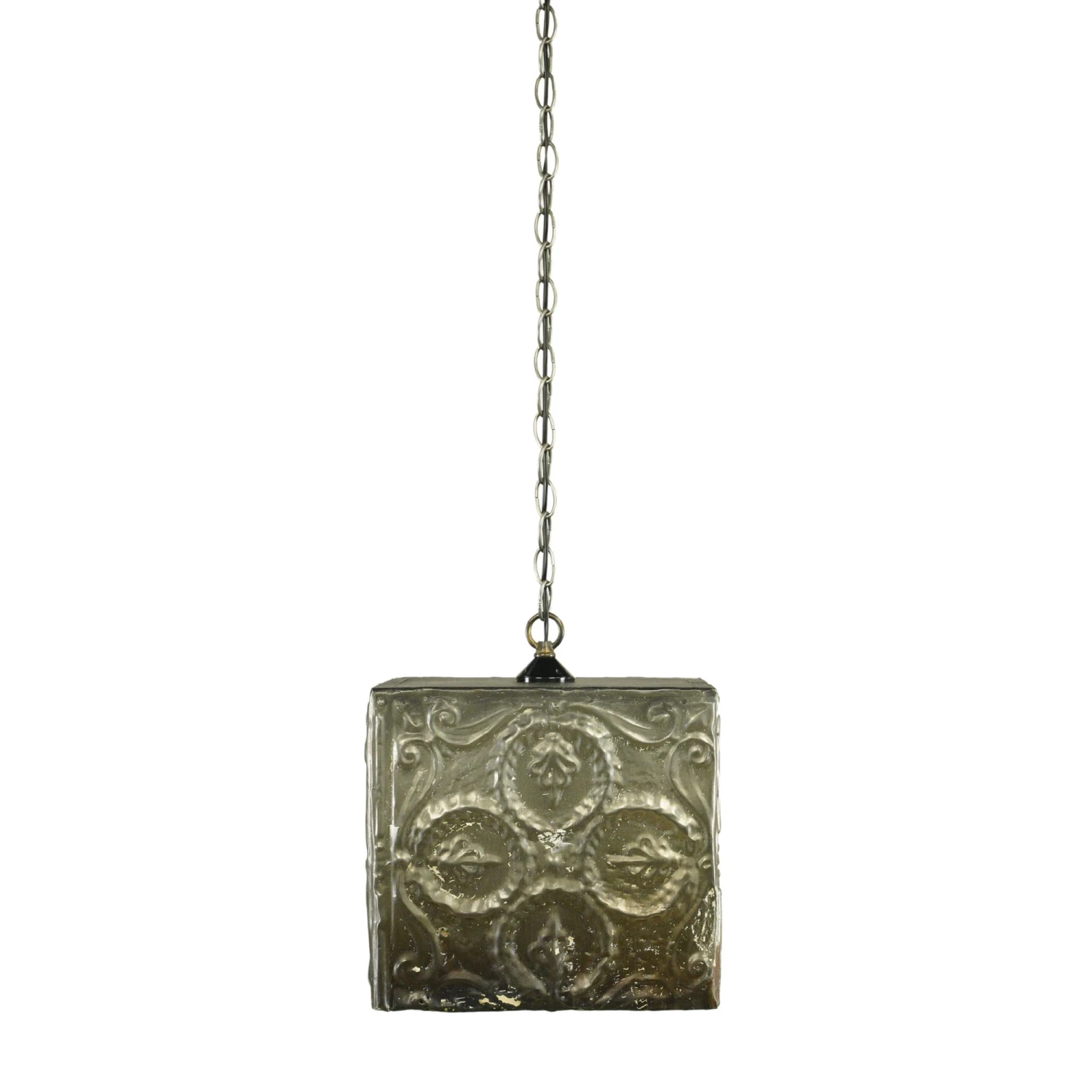Handmade Antique Tin Ceiling 12 In. Square Pendant Light 3 Handmade Antique Tin Ceiling 12 In. Square Pendant Light