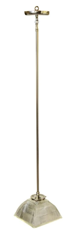 Industrial Clear Glass Square Holophane Pole Pendant Light