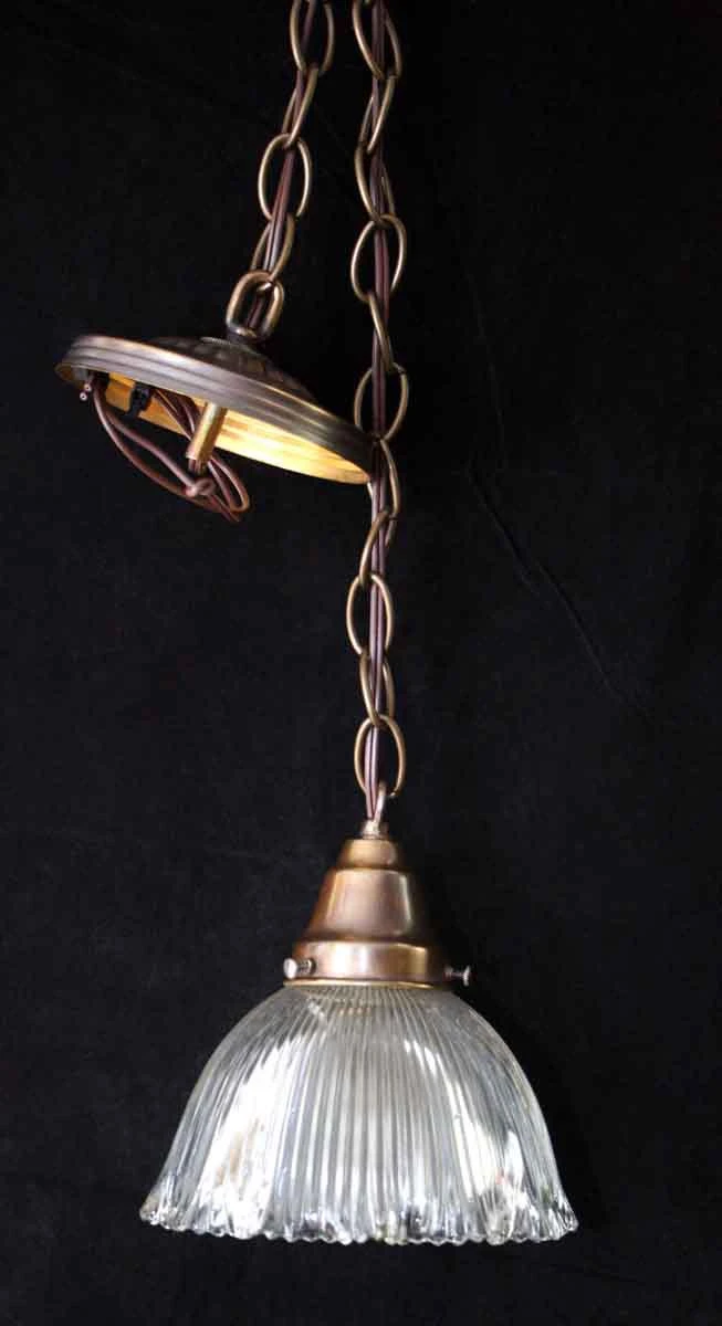 Custom Antique Holophane 6.375 In. Clear Glass Kitchen Pendant Light 4 Custom Antique Holophane 6.375 In. Clear Glass Kitchen Pendant Light - Image 2