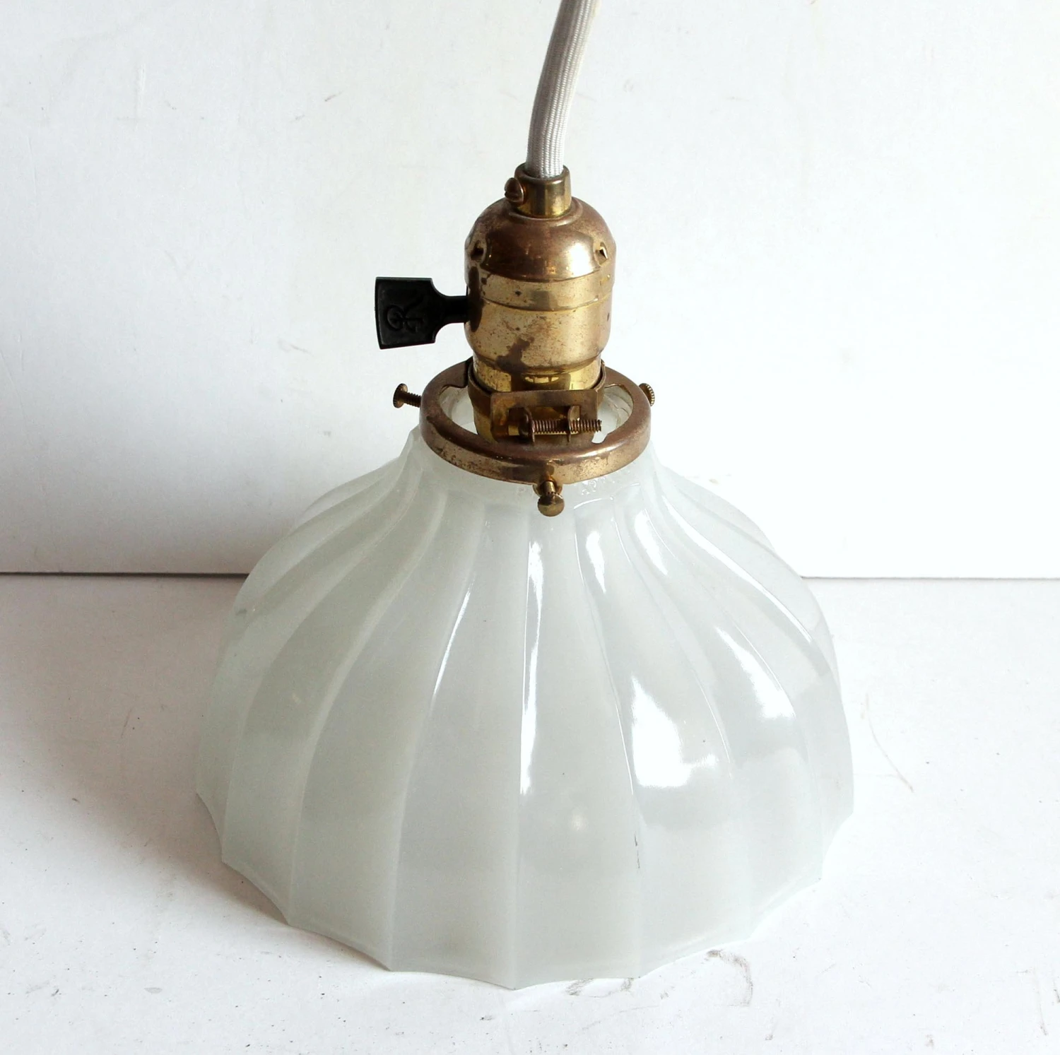 Antique White Milk Glass 7.25 In. Pendant Light 4 Antique White Milk Glass 7.25 In. Pendant Light - Image 2