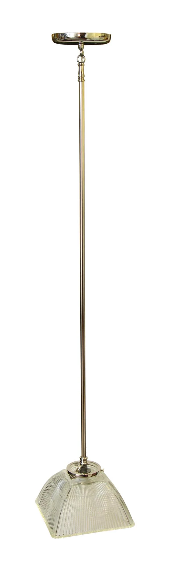 Industrial Clear Glass Square Holophane Pole Pendant Light 4 Industrial Clear Glass Square Holophane Pole Pendant Light - Image 2