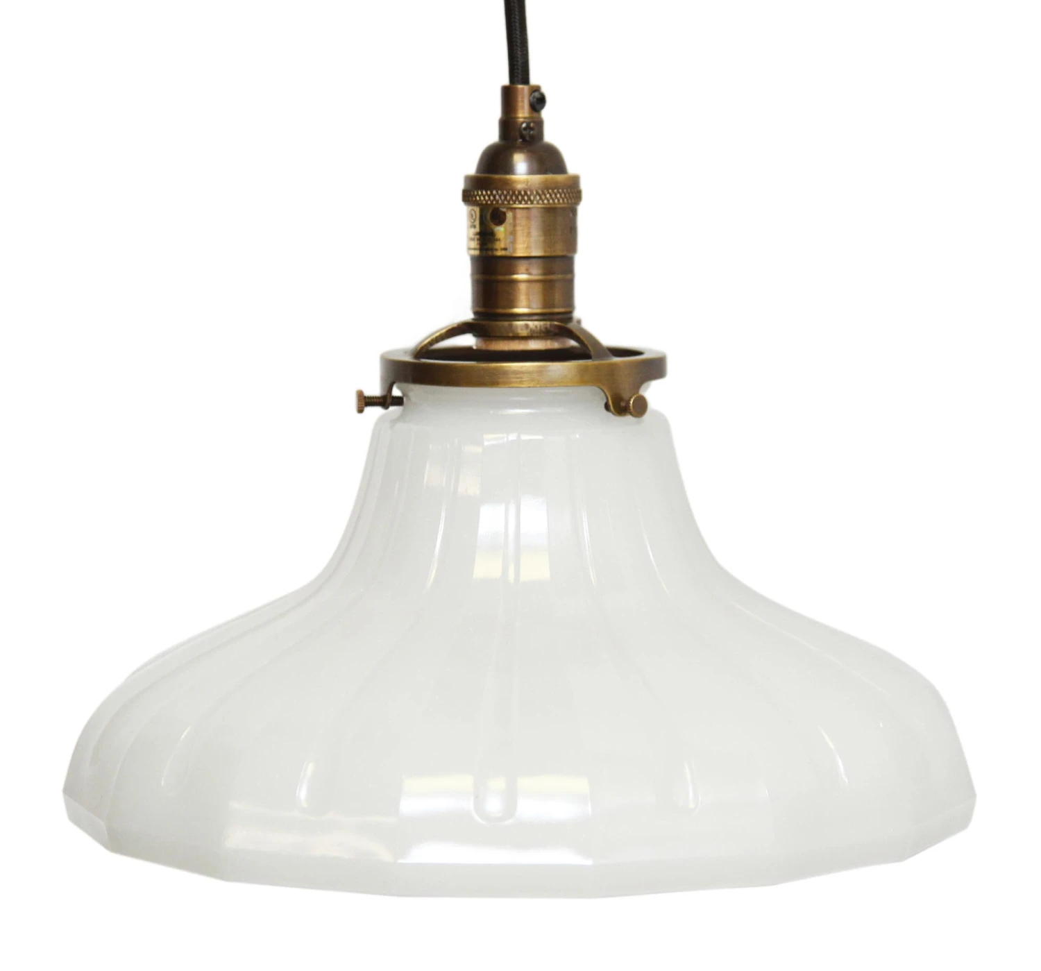 1920s Antique 11 In. Milk Glass Pendant Light 4 1920s Antique 11 In. Milk Glass Pendant Light - Image 2