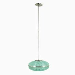 Mid Century Turquoise Blue Acrylic Brushed Steel Pole Pendant Light