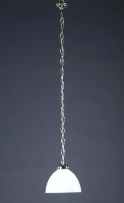 Milk Glass White Ribbed Pendant Light With Nickel Fixture