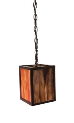 Modern Stained Glass Lantern With Black Iron Frame