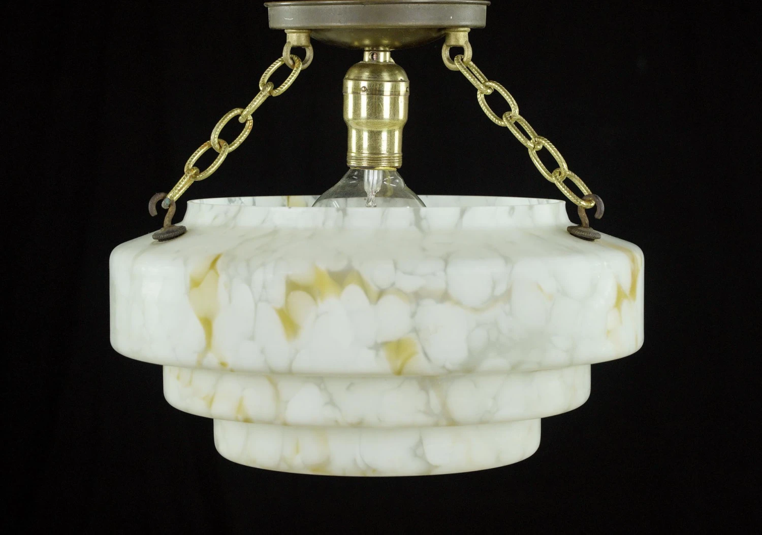 Modern Wedding Cake Style Glass Dish Brass Chain Pendant Light 3 Modern Wedding Cake Style Glass Dish Brass Chain Pendant Light