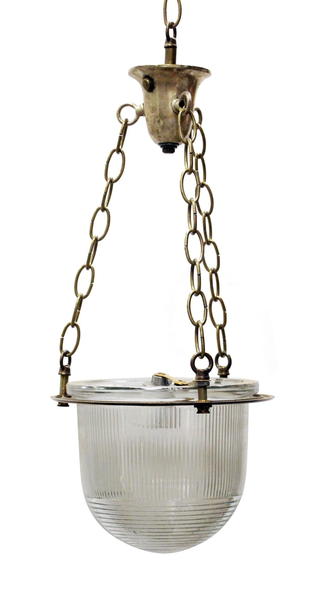 Antique Traditional Clear Ribbed Dish Pendant Light 4 Antique Traditional Clear Ribbed Dish Pendant Light - Image 2