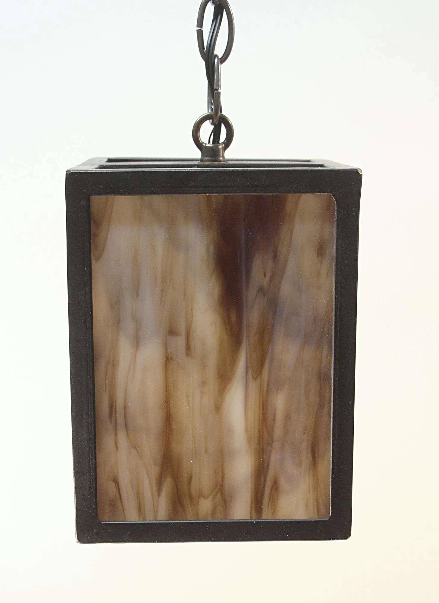Modern Stained Glass Lantern With Black Iron Frame 4 Modern Stained Glass Lantern With Black Iron Frame - Image 2