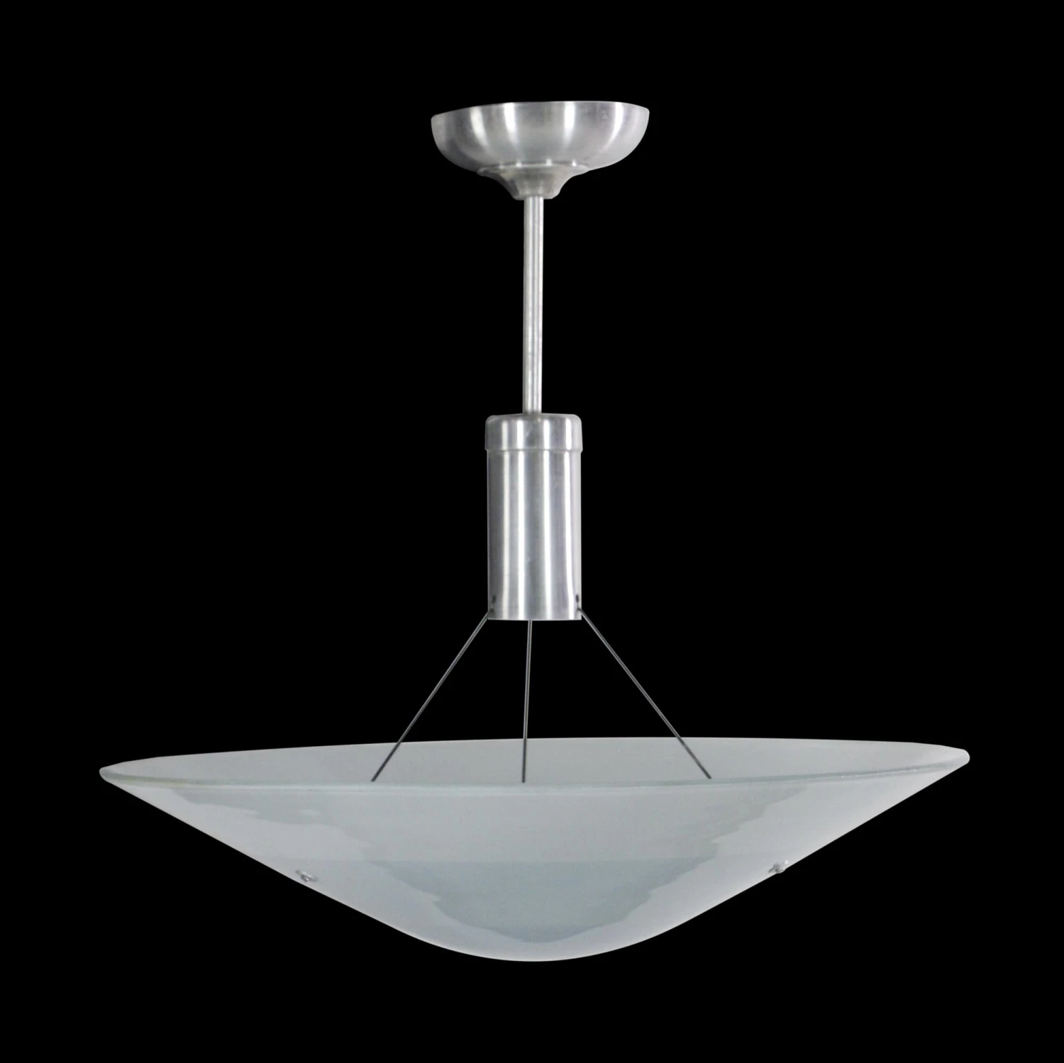 1950s Mid Century Concentric Circle Ombre Blue Glass Pendant Light 4 1950s Mid Century Concentric Circle Ombre Blue Glass Pendant Light - Image 2