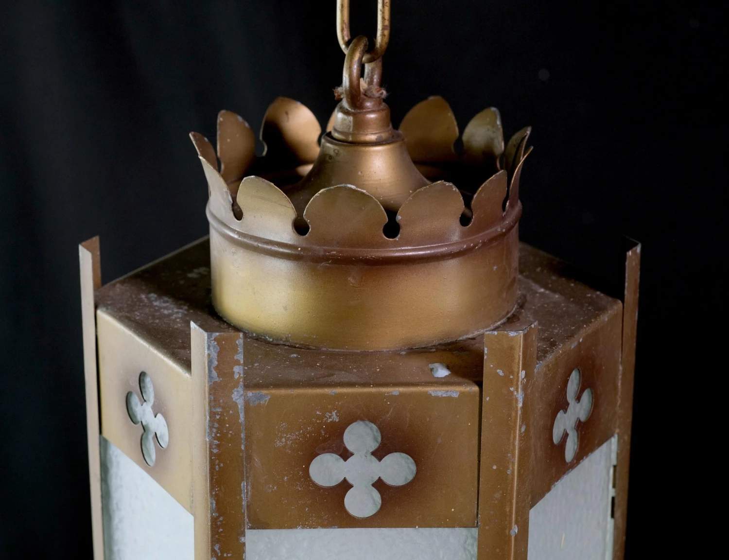 Pair Of 1950s Brass Patina Gothic Pendant Lights 4 Pair Of 1950s Brass Patina Gothic Pendant Lights - Image 2