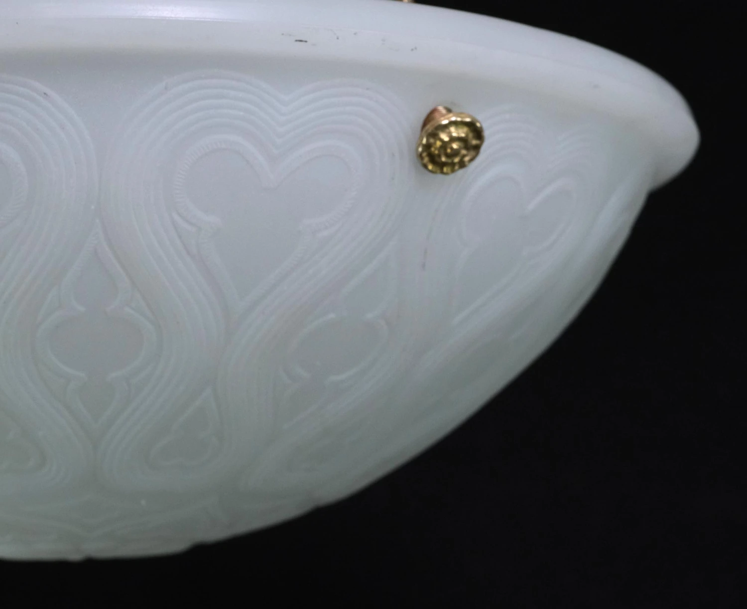Cast Milk Glass Quatrefoil Design Dish Pendant Light 4 Cast Milk Glass Quatrefoil Design Dish Pendant Light - Image 2