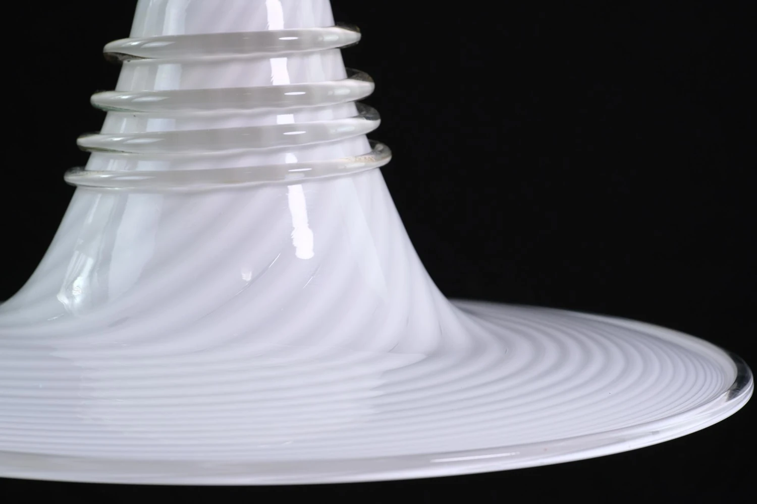 Vintage Hand Blown White Murano Glass Pendant Light 4 Vintage Hand Blown White Murano Glass Pendant Light - Image 2