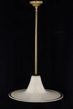 Vintage Blown Glass Beige Swirled Brass Pole Pendant Light -OGT Sale Store down lights q277330
