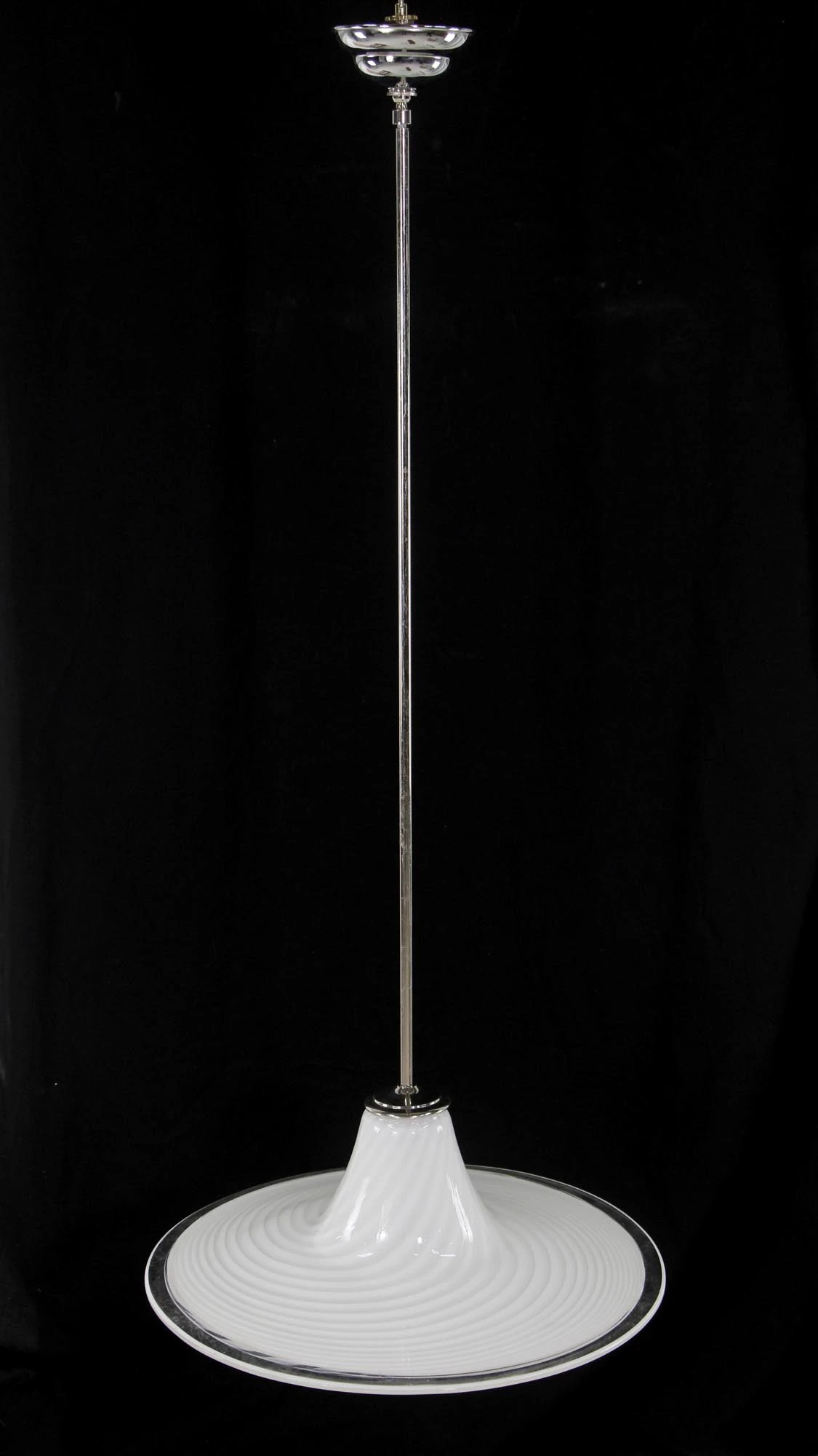 Hand Blown White Swirled Glass Pendant Light 4 Hand Blown White Swirled Glass Pendant Light - Image 2