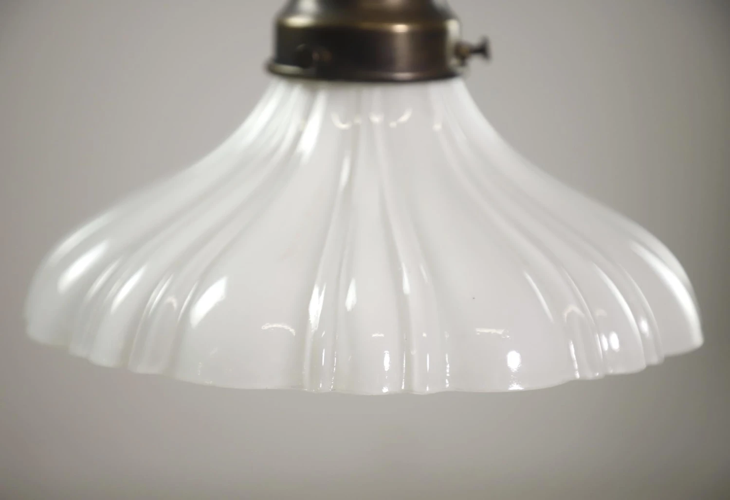 Antique Traditional Milk Glass Brass Chain Pendant Light 4 Antique Traditional Milk Glass Brass Chain Pendant Light - Image 2