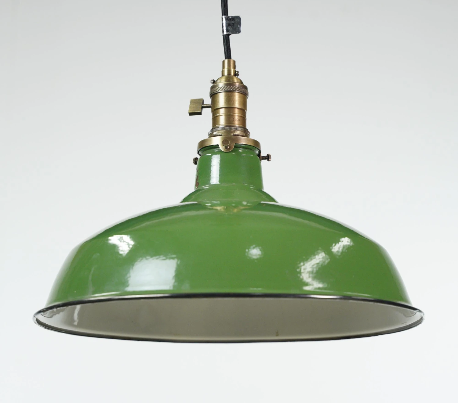Industrial Green 14 In. Enameled Steel Shade Black Cord Pendant Light 4 Industrial Green 14 In. Enameled Steel Shade Black Cord Pendant Light - Image 2
