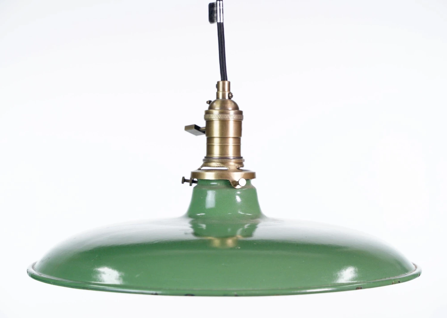 Vintage Industrial 14 In. Steel Green Black Cord Pendant Light 4 Vintage Industrial 14 In. Steel Green Black Cord Pendant Light - Image 2