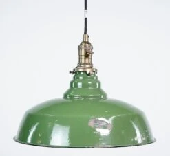 Vintage 13.875 In. Industrial Enameled Steel Green Pendant Light -OGT Sale Store down lights q282782