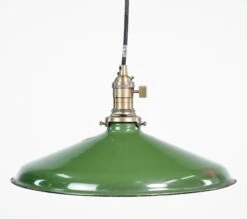 Vintage 14 In. Industrial Green Enameled Steel Shade Pendant Light 13 Vintage 14 In. Industrial Green Enameled Steel Shade Pendant Light -OGT Sale Store down lights q282784