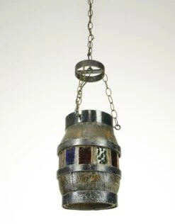 Reclaimed Dark Wood Barrel Colorful Glass Pendant Light 11 Reclaimed Dark Wood Barrel Colorful Glass Pendant Light -OGT Sale Store down lights q287259