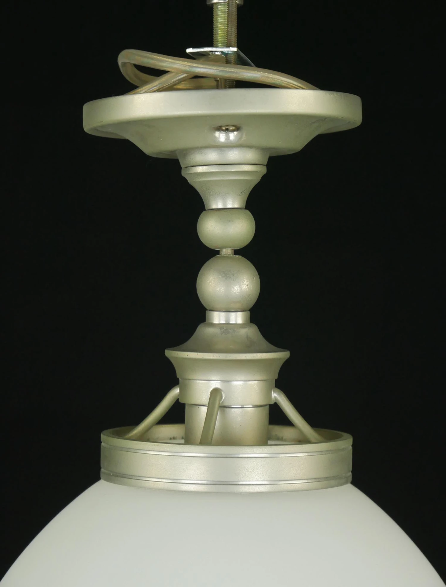 Modern White Glass & Brushed Steel Semi Flush Mount Light 4 Modern White Glass & Brushed Steel Semi Flush Mount Light - Image 2