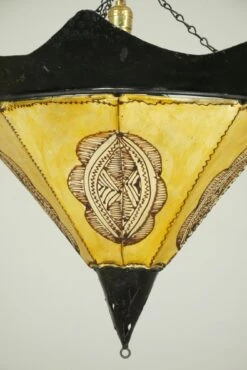 Moroccan Black Steel & Yellow Leather Pendant Light 13 Moroccan Black Steel & Yellow Leather Pendant Light -OGT Sale Store down lights q287538