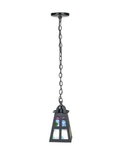 Restored Arts & Crafts 1920s Stained Glass Lantern Pendant Light