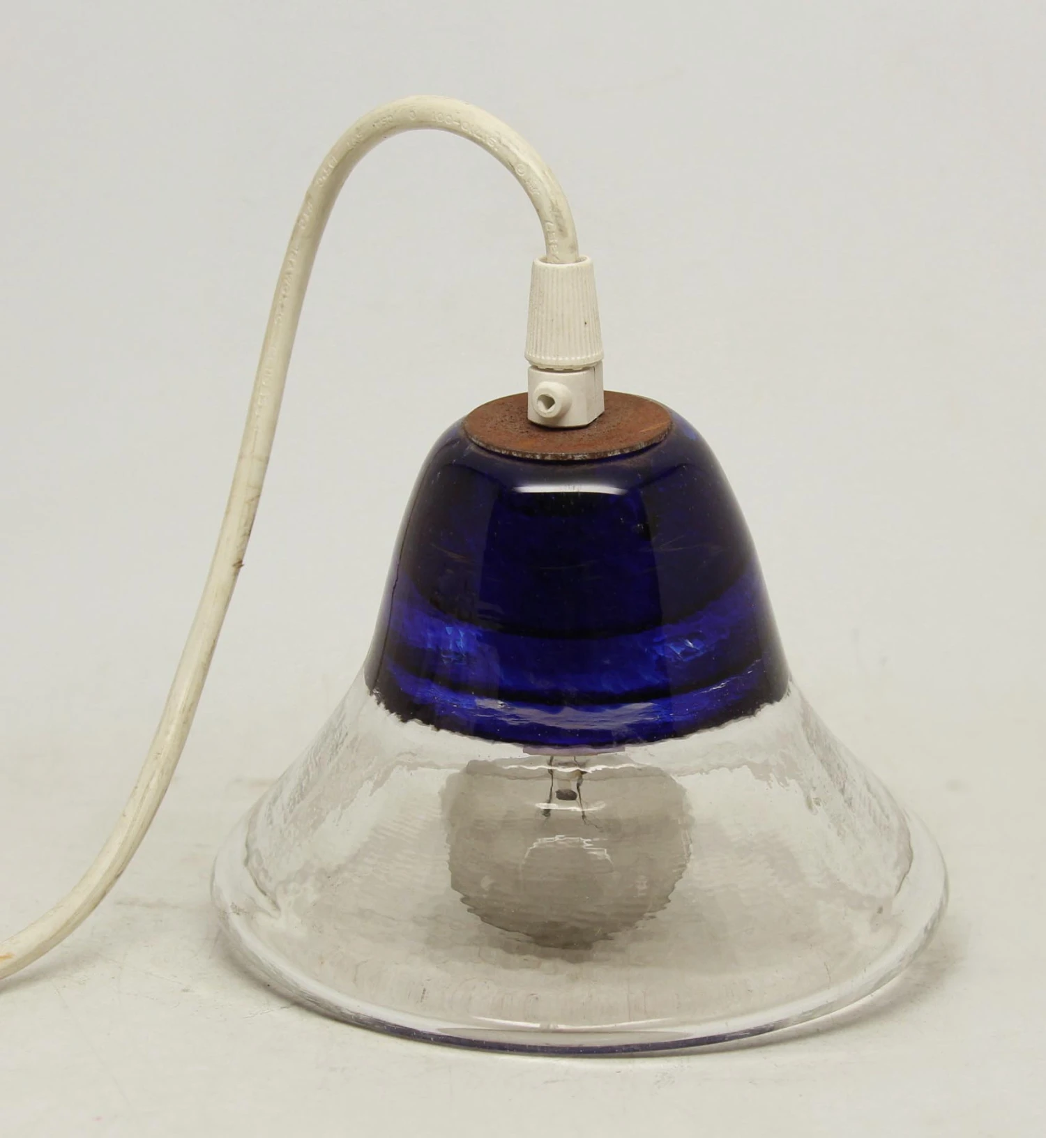 Vintage Blue & Clear Glass Pendant Light 3 Vintage Blue & Clear Glass Pendant Light