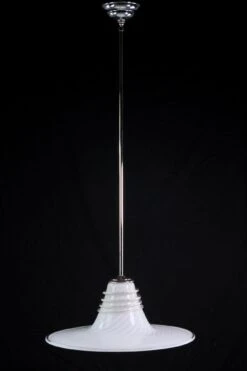 Vintage Hand Blown White Murano Glass Pendant Light