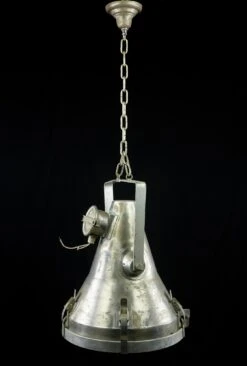 Vintage Industrial Steel & Glass Pendant Light Stamped Kokosha Japan