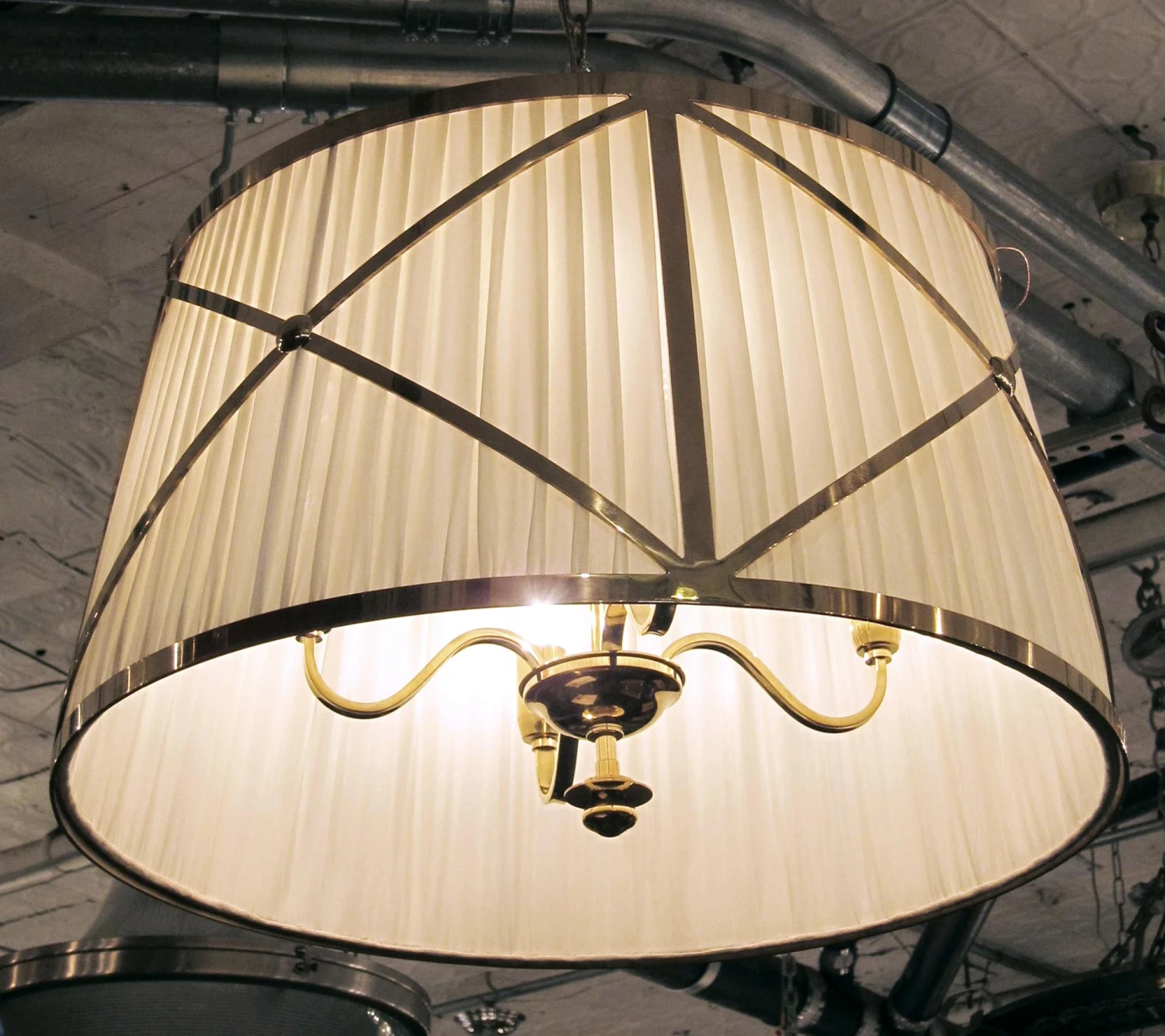 Modern Brass Drum Pendant Light 4 Modern Brass Drum Pendant Light - Image 2