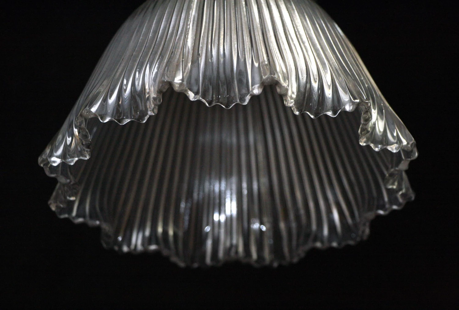 Custom Antique Clear Holophane 6.5 In. Glass Pendant Light 6 Custom Antique Clear Holophane 6.5 In. Glass Pendant Light - Image 4