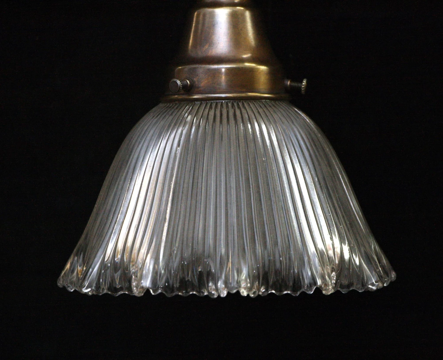 Custom Antique Clear Holophane 6.5 In. Glass Pendant Light 8 Custom Antique Clear Holophane 6.5 In. Glass Pendant Light - Image 6