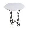 21 In. Round Marble Top Table With Wrought Iron Base