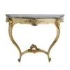 European Italian Rococo Console Table With Green Marble Top