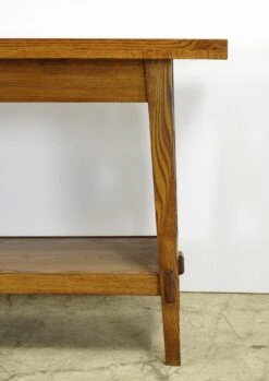 Vintage 58 In. Spade Carvings Medium Tone Oak Table With Shelf 18 Vintage 58 In. Spade Carvings Medium Tone Oak Table With Shelf -OGT Sale Store entry way for sale q285530