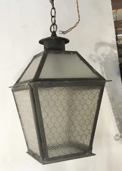 Vintage Industrial Chicken Wire Glass Outdoor Copper Lantern 11 Vintage Industrial Chicken Wire Glass Outdoor Copper Lantern -OGT Sale Store exterior lighting for sale p265032