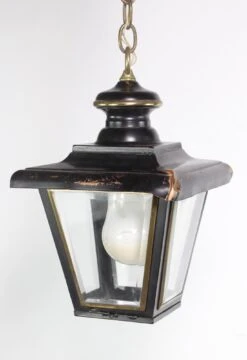 Black Brass Hanging Lantern With Beveled & Etched Glass -OGT Sale Store exterior lighting for sale q275787
