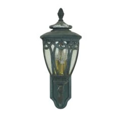 Ornate Aluminum & Seeded Glass Outdoor Wall Sconce