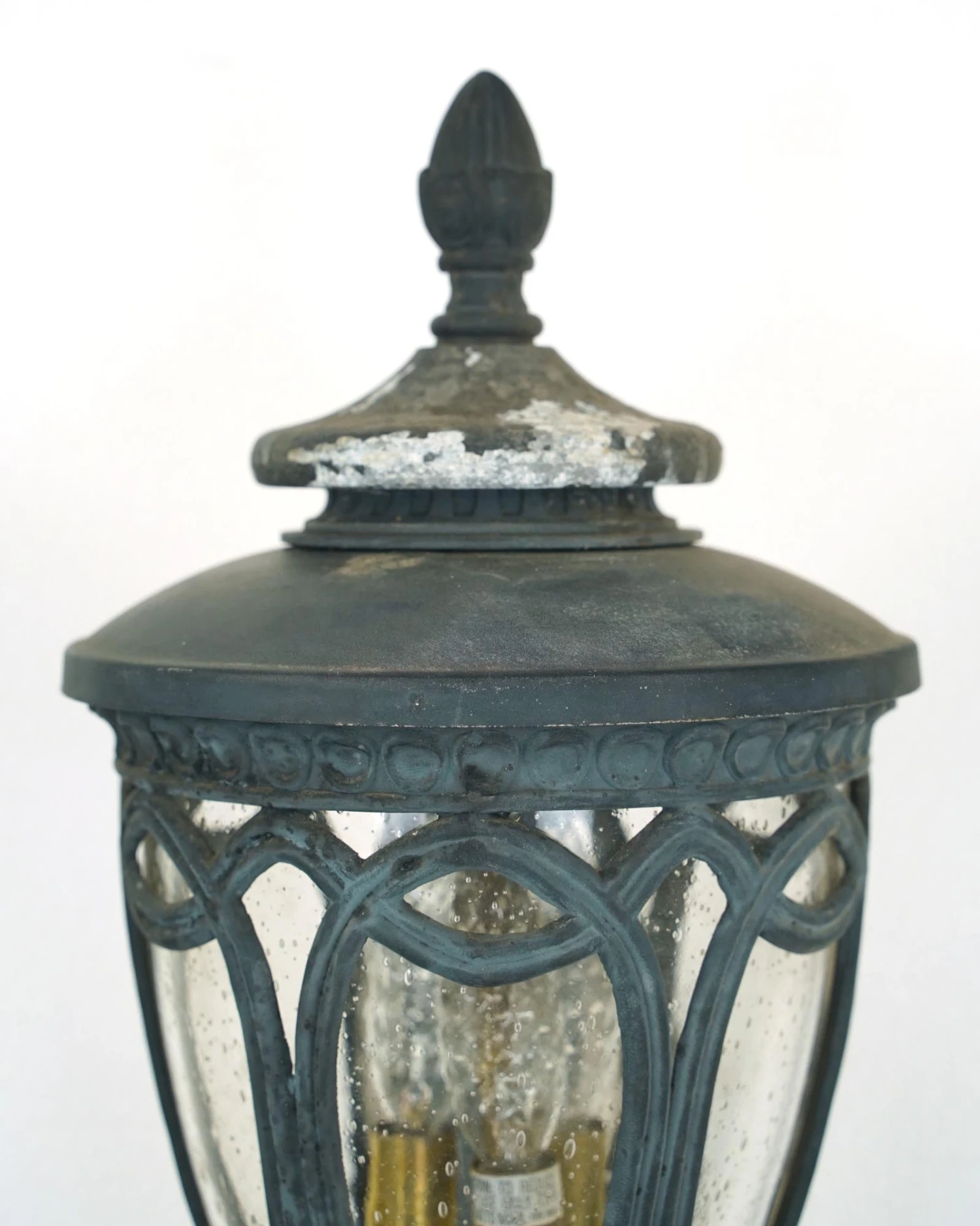 Ornate Aluminum & Seeded Glass Outdoor Wall Sconce 4 Ornate Aluminum & Seeded Glass Outdoor Wall Sconce - Image 2